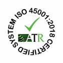 Logo del ISO 45001:2015 de ATR, certificado obtenido por Enermar